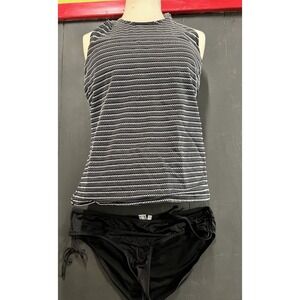 WOMEN'S BLACK HALTER TANKINI SWIMSUIT  by LIZ CLAIBORNE Sz. L (14)